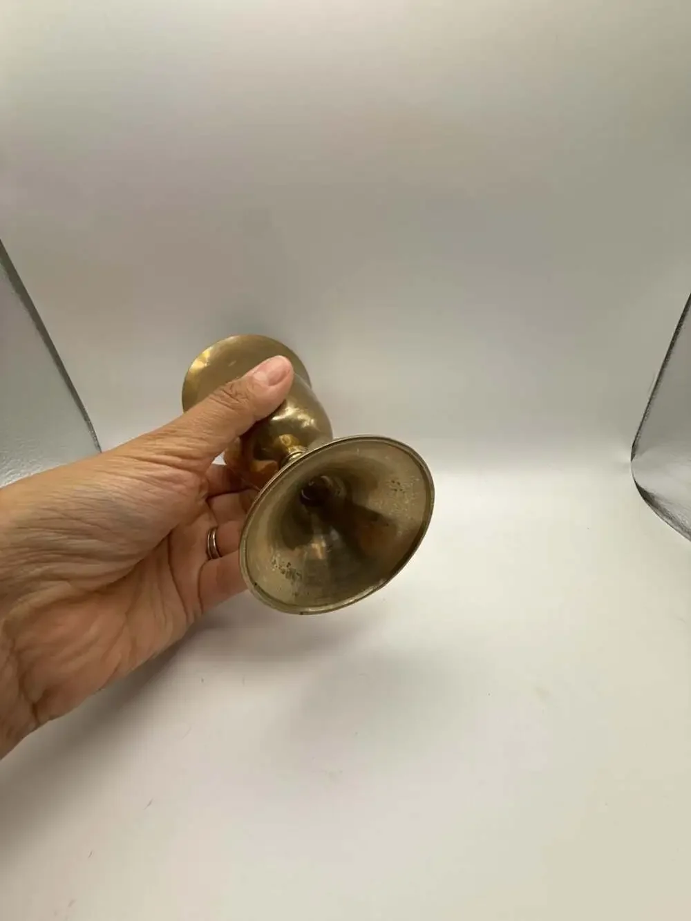 Vintage Solid Brass Flared Mouth Wine Goblet